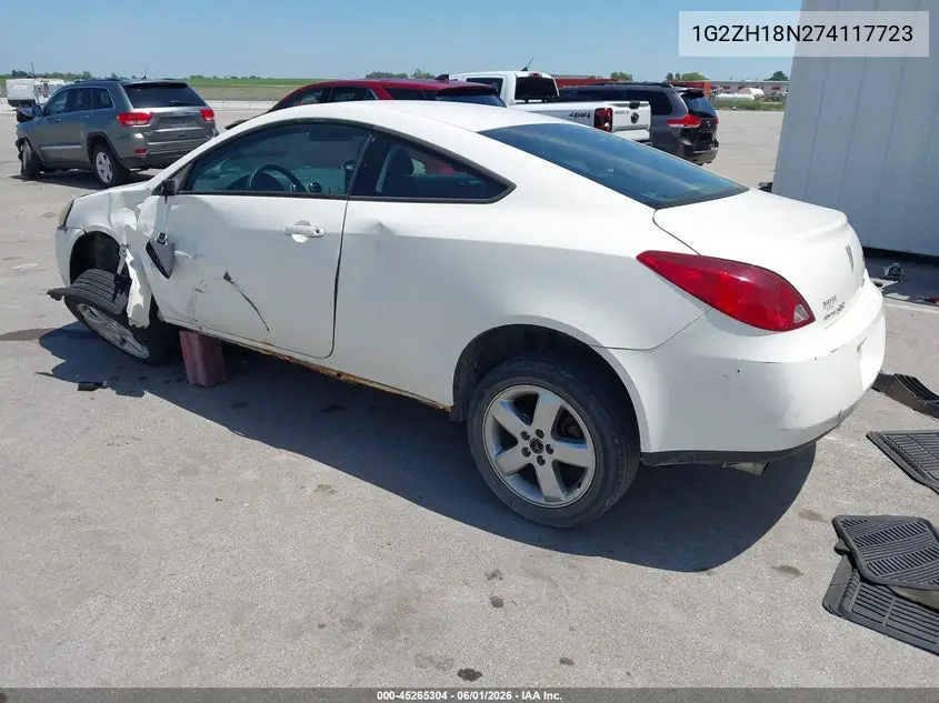2007 Pontiac G6 Gt VIN: 1G2ZH18N274117723 Lot: 45265304