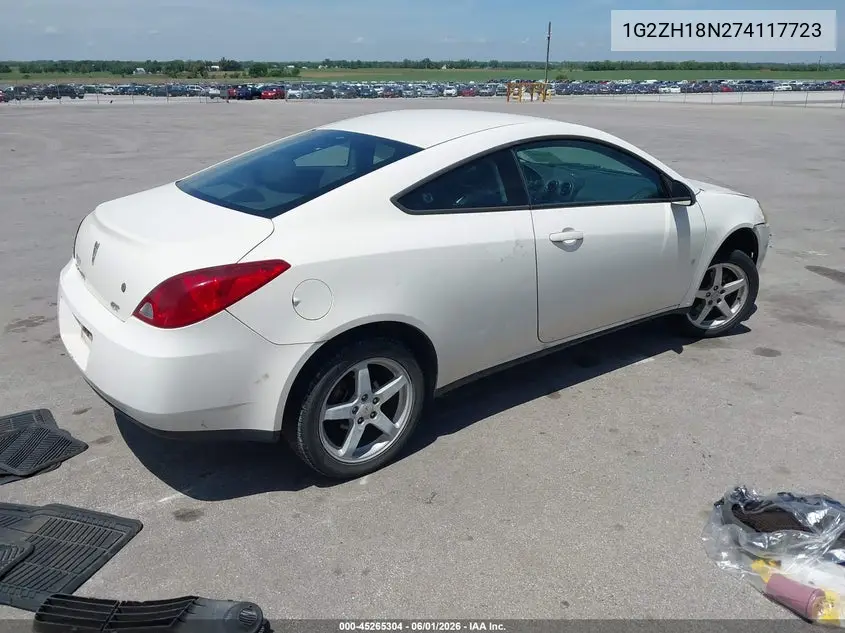 2007 Pontiac G6 Gt VIN: 1G2ZH18N274117723 Lot: 45265304