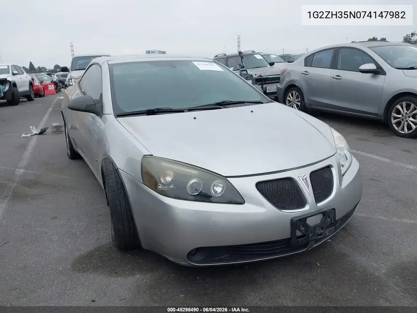 2007 Pontiac G6 Gt VIN: 1G2ZH35N074147982 Lot: 45298490