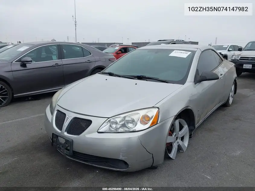 2007 Pontiac G6 Gt VIN: 1G2ZH35N074147982 Lot: 45298490
