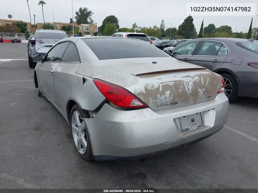2007 Pontiac G6 Gt VIN: 1G2ZH35N074147982 Lot: 45298490