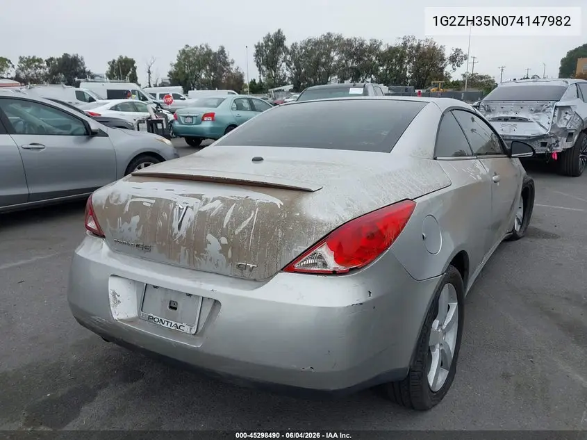 2007 Pontiac G6 Gt VIN: 1G2ZH35N074147982 Lot: 45298490