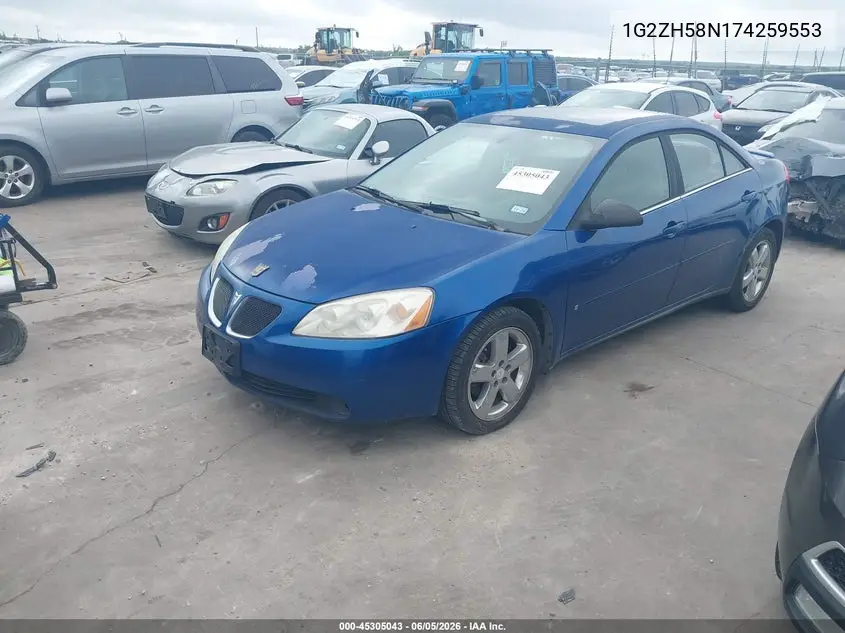 2007 Pontiac G6 Gt VIN: 1G2ZH58N174259553 Lot: 45305043