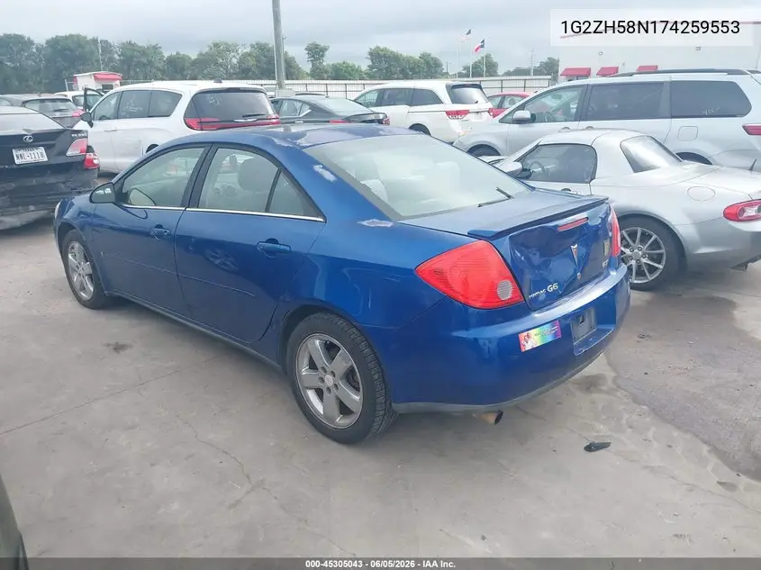 2007 Pontiac G6 Gt VIN: 1G2ZH58N174259553 Lot: 45305043