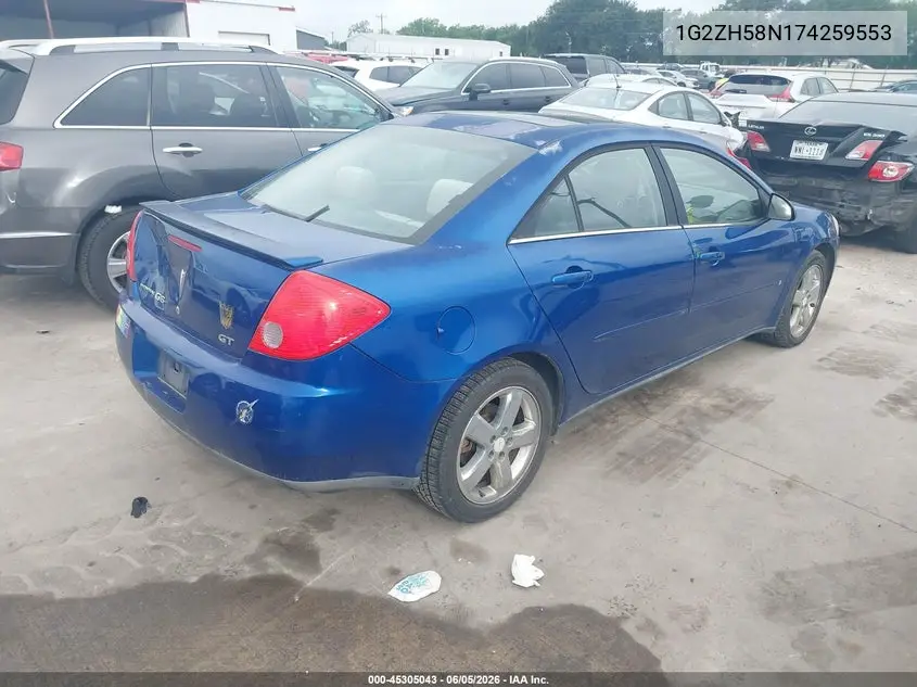 2007 Pontiac G6 Gt VIN: 1G2ZH58N174259553 Lot: 45305043
