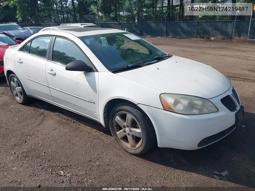2007 Pontiac G6 Gt VIN: 1G2ZH58N174219487 Lot: 45362758