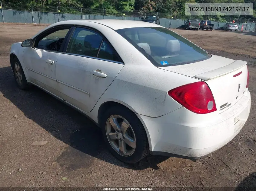 2007 Pontiac G6 Gt VIN: 1G2ZH58N174219487 Lot: 45362758