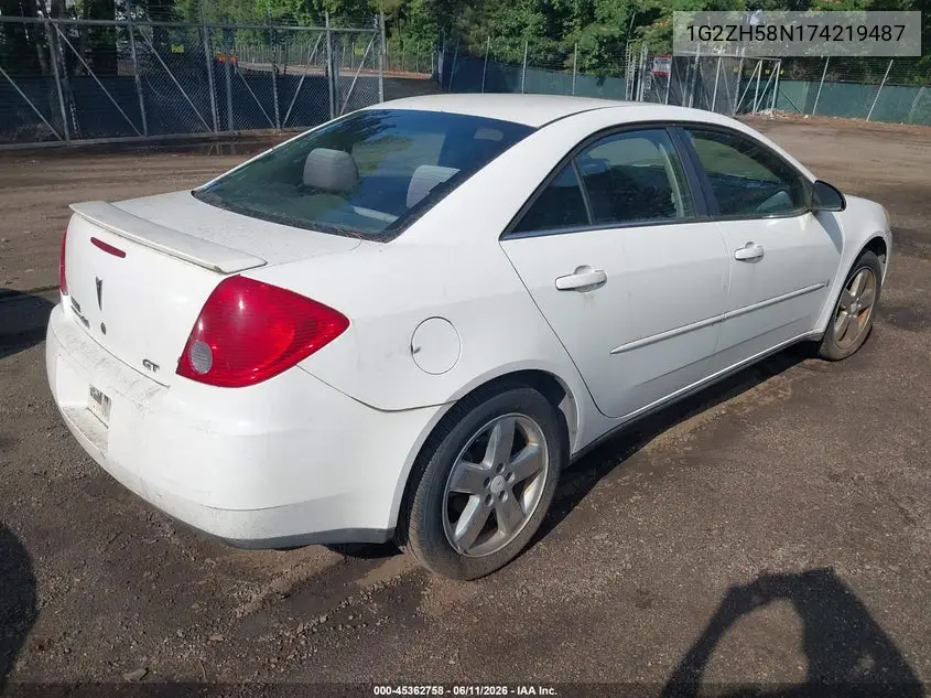 2007 Pontiac G6 Gt VIN: 1G2ZH58N174219487 Lot: 45362758