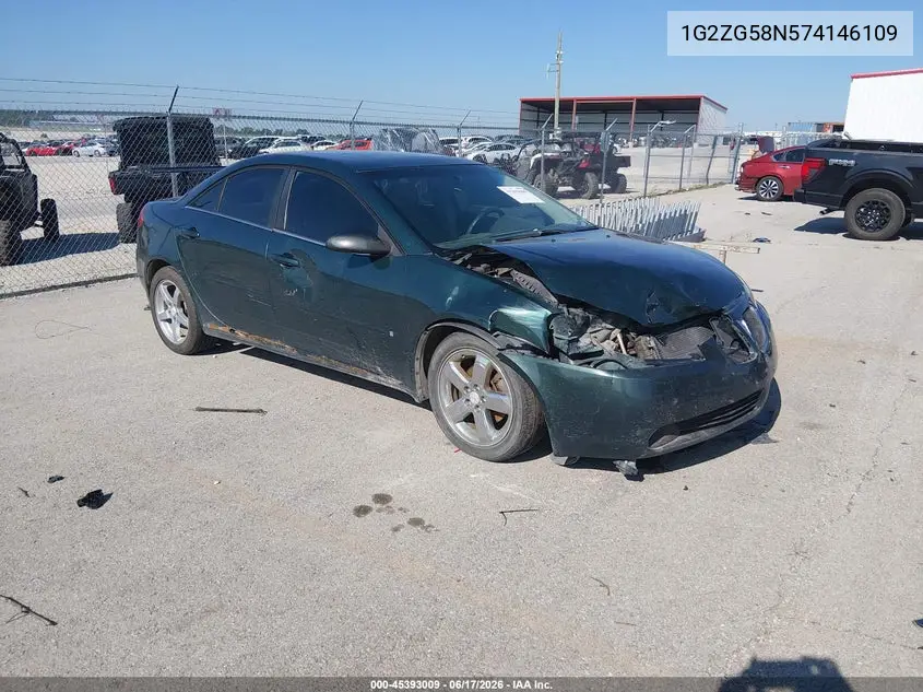 2007 Pontiac G6 VIN: 1G2ZG58N574146109 Lot: 45393009