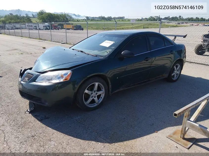2007 Pontiac G6 VIN: 1G2ZG58N574146109 Lot: 45393009