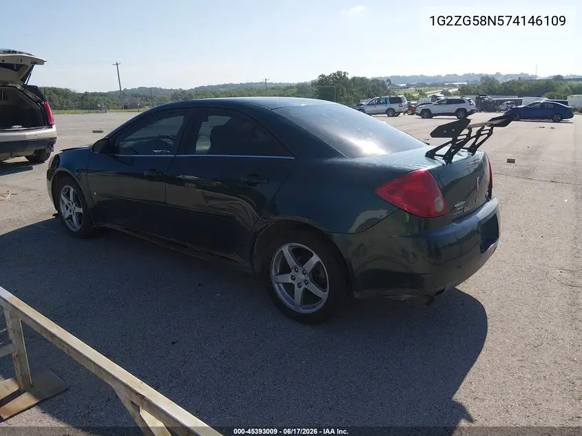 2007 Pontiac G6 VIN: 1G2ZG58N574146109 Lot: 45393009