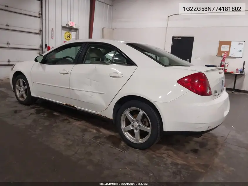 2007 Pontiac G6 VIN: 1G2ZG58N774181802 Lot: 45421093