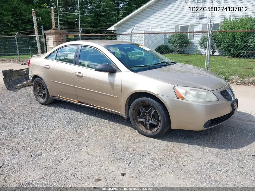 2007 Pontiac G6 VIN: 1G2ZG58B274137812 Lot: 45425670