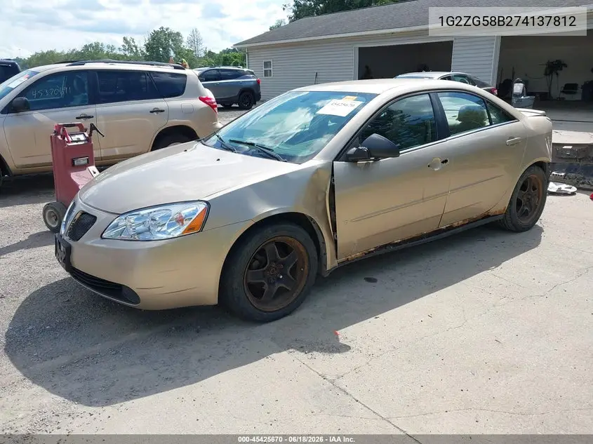 2007 Pontiac G6 VIN: 1G2ZG58B274137812 Lot: 45425670