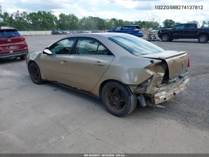 2007 Pontiac G6 VIN: 1G2ZG58B274137812 Lot: 45425670