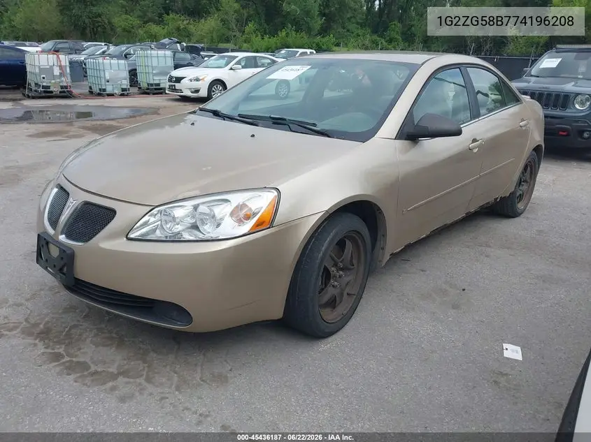 2007 Pontiac G6 VIN: 1G2ZG58B774196208 Lot: 45436187