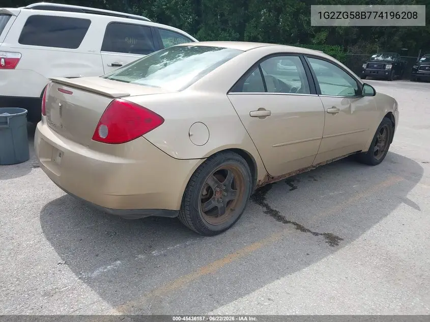 2007 Pontiac G6 VIN: 1G2ZG58B774196208 Lot: 45436187
