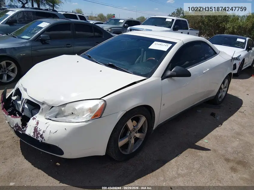 2007 Pontiac G6 Gt VIN: 1G2ZH351874247759 Lot: 45486244