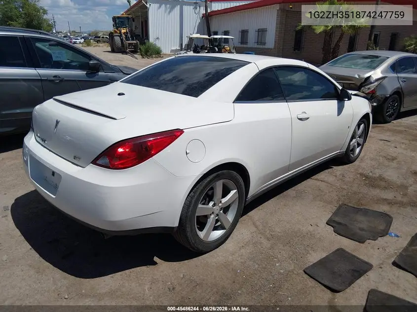 2007 Pontiac G6 Gt VIN: 1G2ZH351874247759 Lot: 45486244