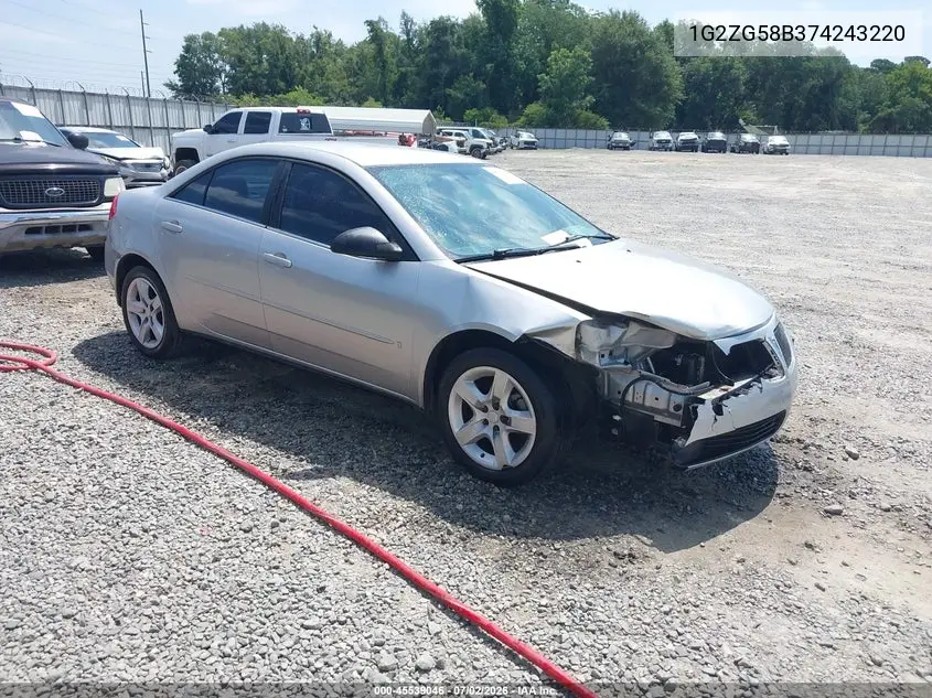 2007 Pontiac G6 VIN: 1G2ZG58B374243220 Lot: 45539046