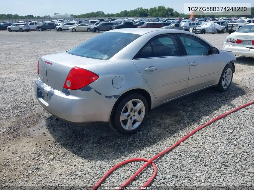 2007 Pontiac G6 VIN: 1G2ZG58B374243220 Lot: 45539046