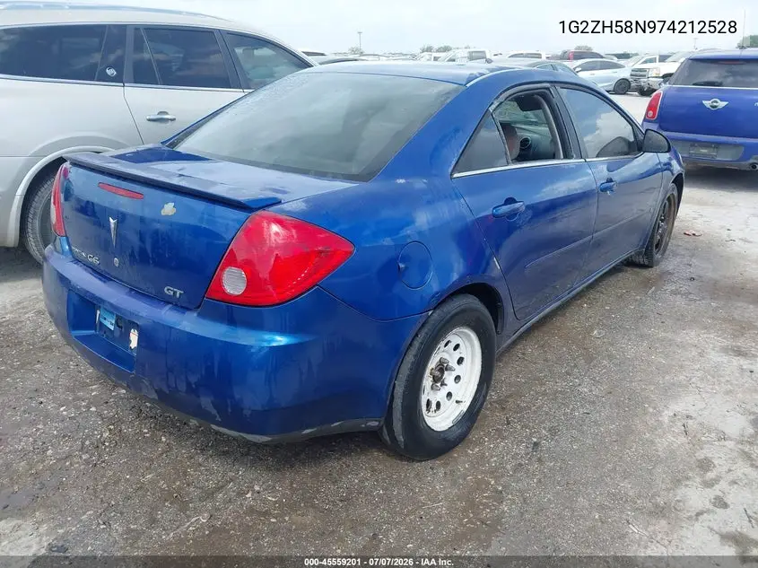2007 Pontiac G6 Gt VIN: 1G2ZH58N974212528 Lot: 45559201