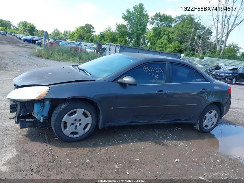2007 Pontiac G6 Value Leader VIN: 1G2ZF58BX74194617 Lot: 45564232