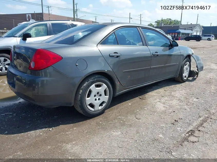2007 Pontiac G6 Value Leader VIN: 1G2ZF58BX74194617 Lot: 45564232
