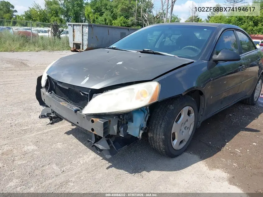 2007 Pontiac G6 Value Leader VIN: 1G2ZF58BX74194617 Lot: 45564232
