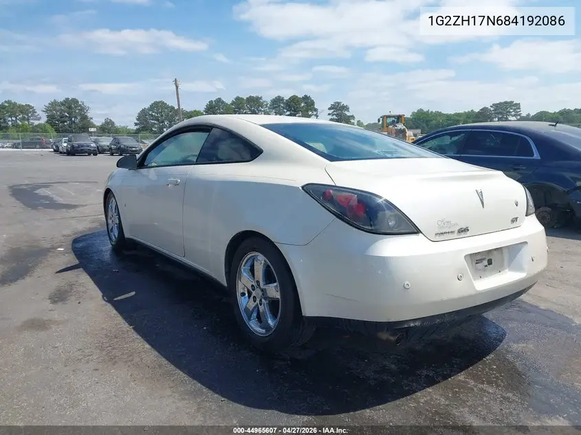 2008 Pontiac G6 Gt VIN: 1G2ZH17N684192086 Lot: 44965607