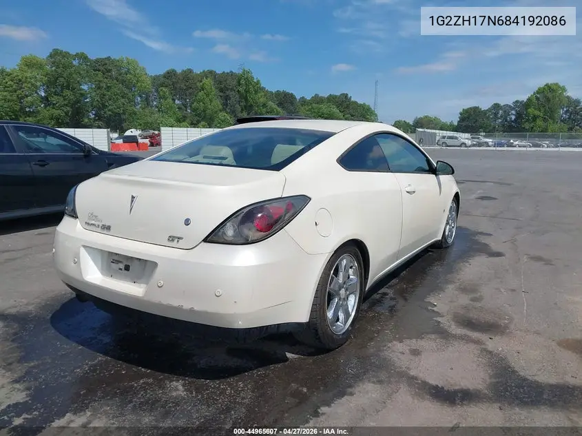 2008 Pontiac G6 Gt VIN: 1G2ZH17N684192086 Lot: 44965607