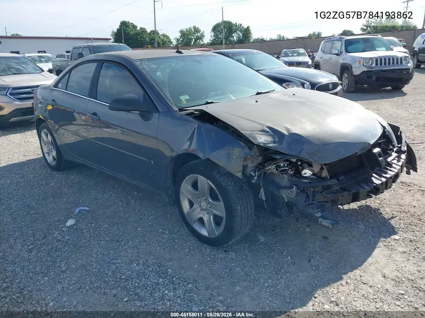 2008 Pontiac G6 VIN: 1G2ZG57B784193862 Lot: 45158011