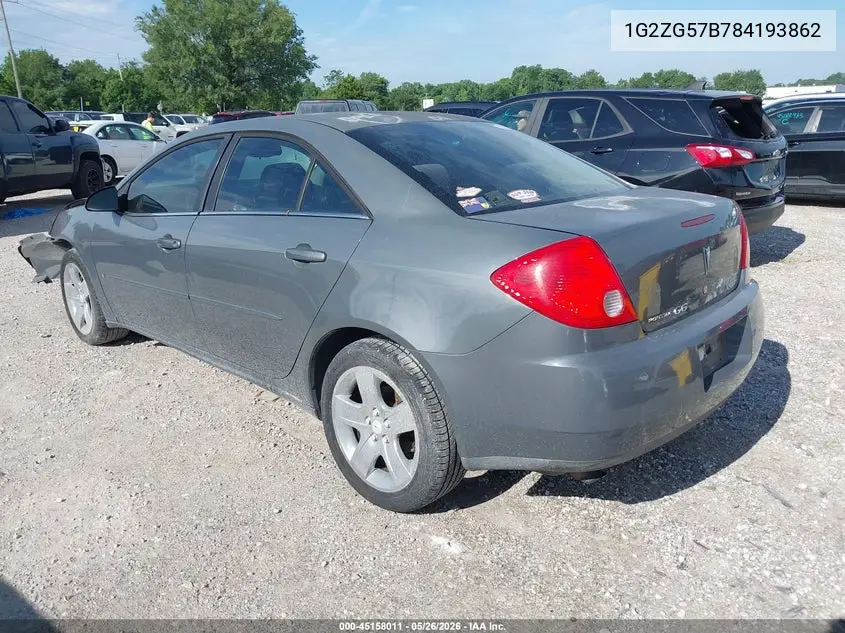 2008 Pontiac G6 VIN: 1G2ZG57B784193862 Lot: 45158011