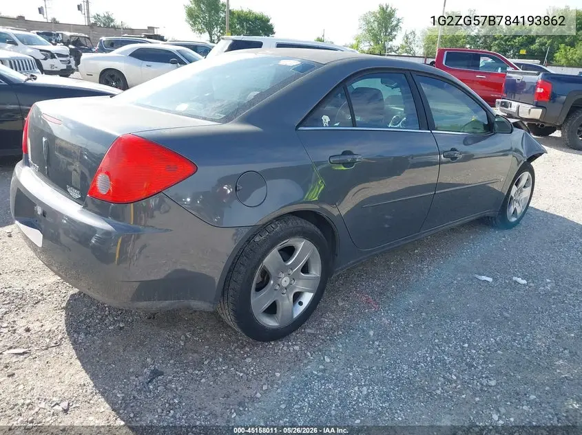 2008 Pontiac G6 VIN: 1G2ZG57B784193862 Lot: 45158011