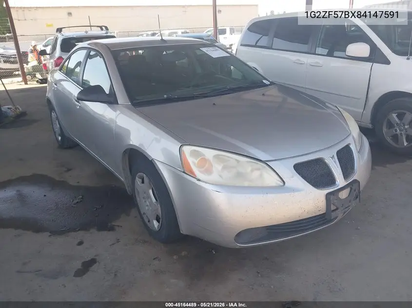 2008 Pontiac G6 Value Leader VIN: 1G2ZF57BX84147591 Lot: 45164489