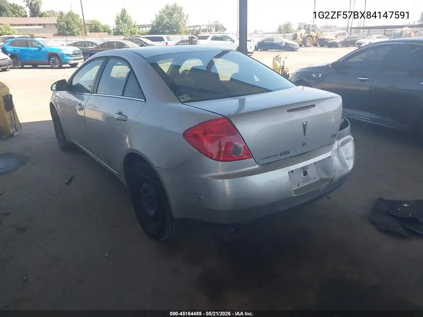 2008 Pontiac G6 Value Leader VIN: 1G2ZF57BX84147591 Lot: 45164489