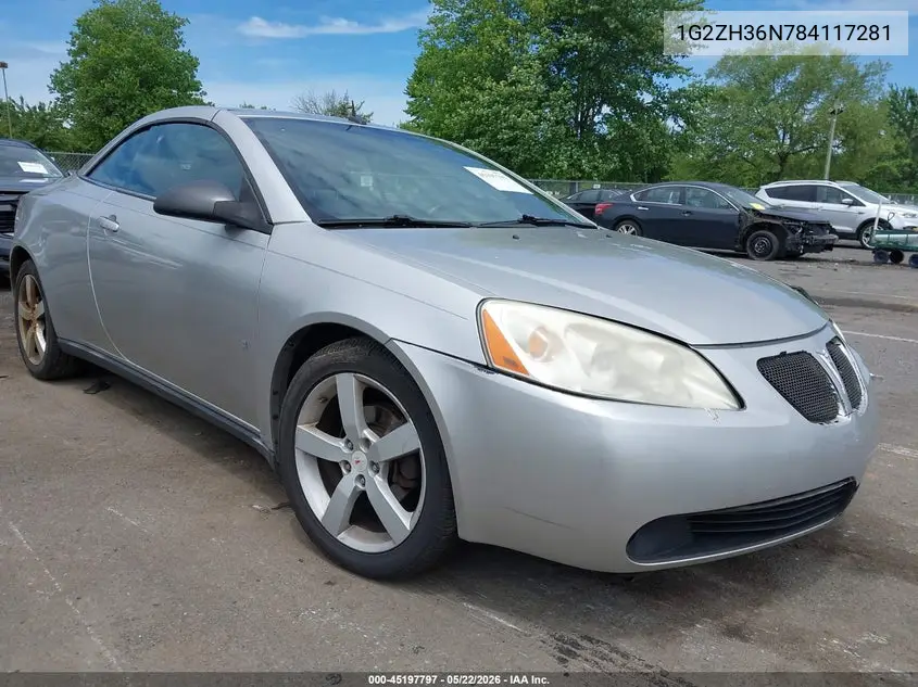 2008 Pontiac G6 Gt VIN: 1G2ZH36N784117281 Lot: 45197797