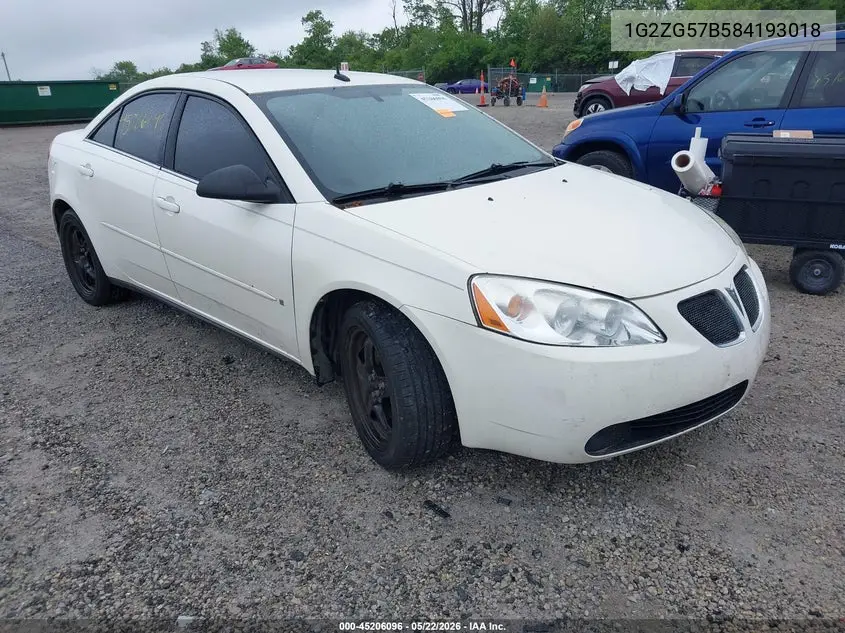 2008 Pontiac G6 VIN: 1G2ZG57B584193018 Lot: 45206096