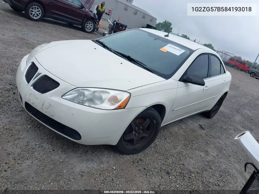 2008 Pontiac G6 VIN: 1G2ZG57B584193018 Lot: 45206096