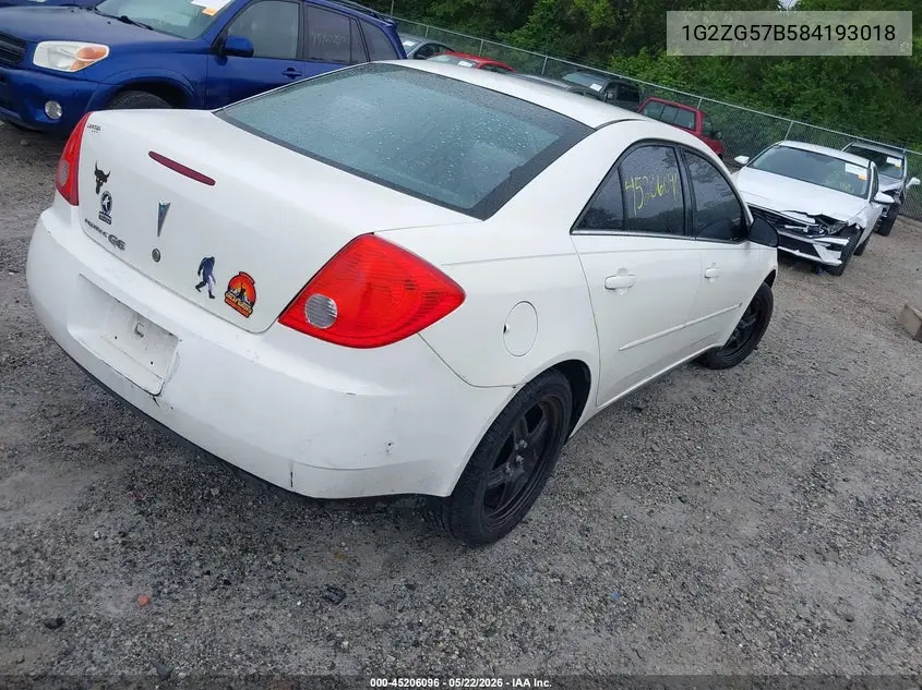 2008 Pontiac G6 VIN: 1G2ZG57B584193018 Lot: 45206096