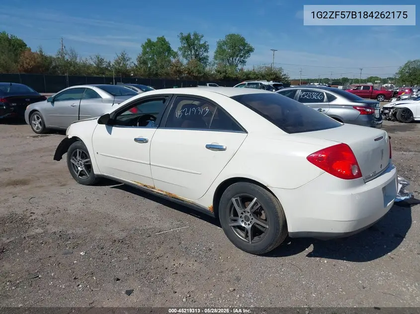 2008 Pontiac G6 Value Leader VIN: 1G2ZF57B184262175 Lot: 45219313