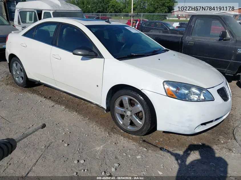 2008 Pontiac G6 Gt VIN: 1G2ZH57N784191178 Lot: 45298145