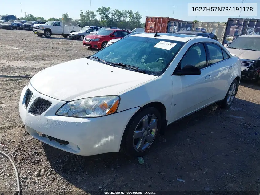 2008 Pontiac G6 Gt VIN: 1G2ZH57N784191178 Lot: 45298145