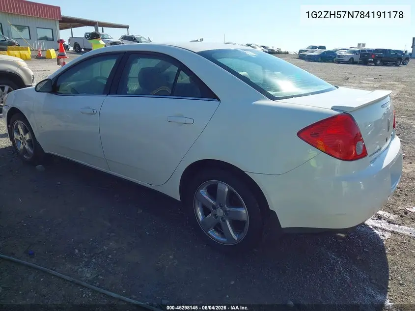 2008 Pontiac G6 Gt VIN: 1G2ZH57N784191178 Lot: 45298145