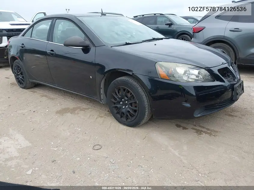 2008 Pontiac G6 Value Leader VIN: 1G2ZF57B784126536 Lot: 45311826
