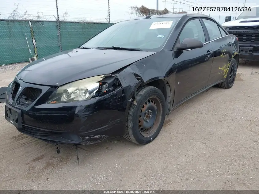 2008 Pontiac G6 Value Leader VIN: 1G2ZF57B784126536 Lot: 45311826