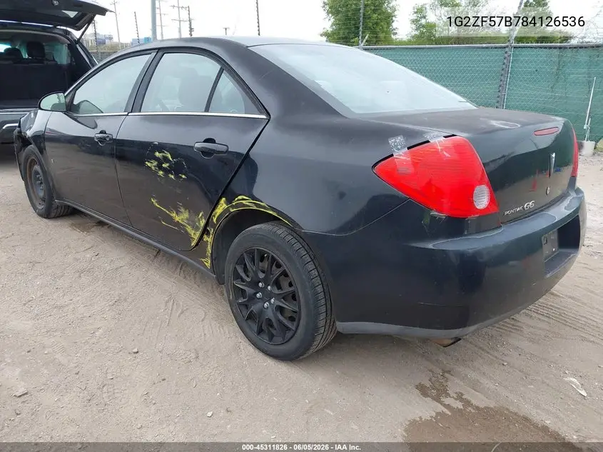 2008 Pontiac G6 Value Leader VIN: 1G2ZF57B784126536 Lot: 45311826