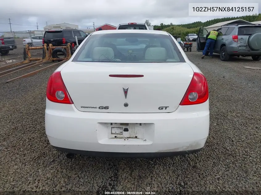 2008 Pontiac G6 Gt VIN: 1G2ZH57NX84125157 Lot: 45336936