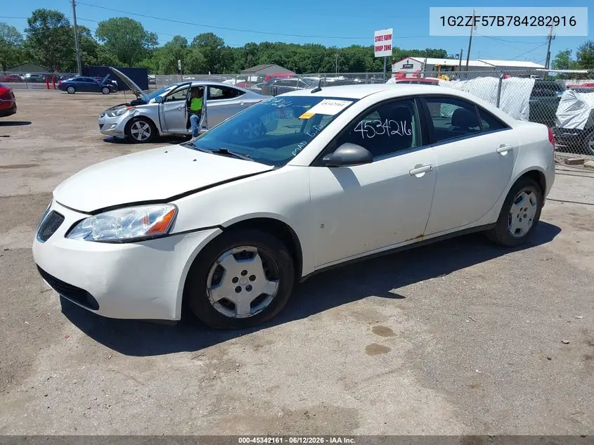 2008 Pontiac G6 Value Leader VIN: 1G2ZF57B784282916 Lot: 45342161