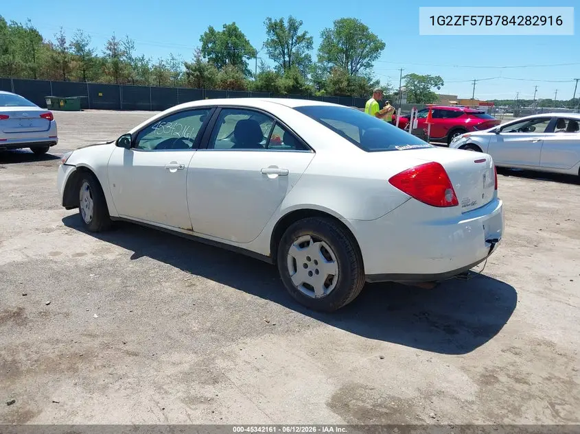 2008 Pontiac G6 Value Leader VIN: 1G2ZF57B784282916 Lot: 45342161